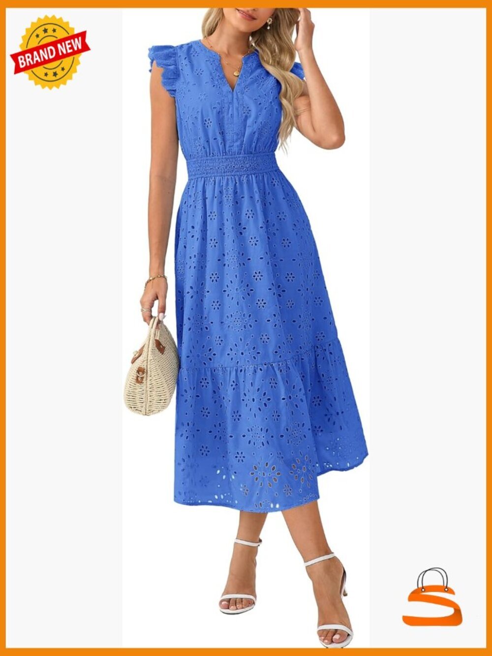 Women's Boho Maxi Dress Casual Spring Summer Eyelet Sundress with Pockets